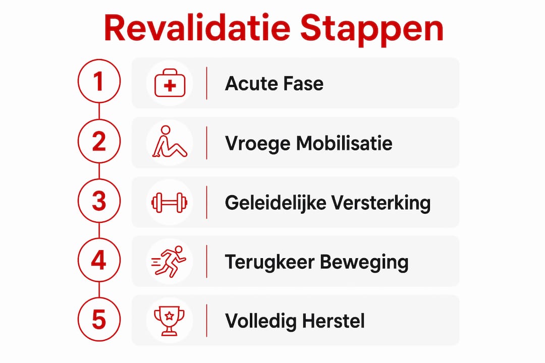 Overzicht: de verschillende fases van revalidatie na een sportblessure in beeld gebracht