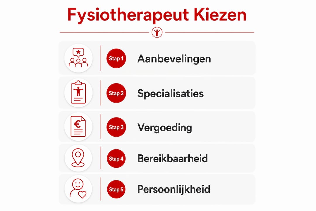 Infographic: zo kies je de juiste fysiotherapeut – een handig stappenplan