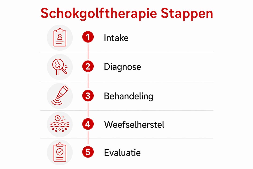 Overzichtelijke infographic met de verschillende stappen van een shockwave-behandeling