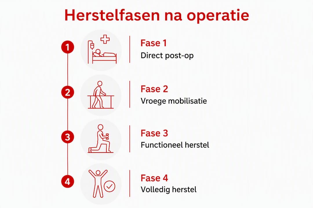 Infographic met de verschillende herstelstadia na een operatie