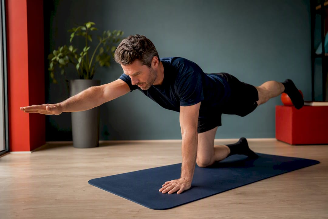 Patiënt doet therapeutische core-oefening