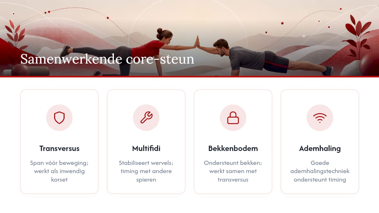 Samenwerking tussen diepe core-spieren en ademhaling