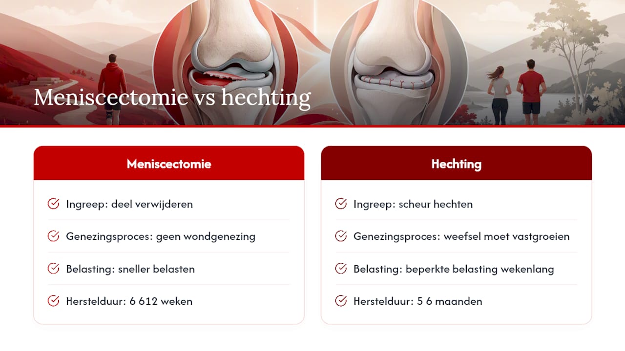 Vergelijking van twee meniscusoperaties en hun herstelduur