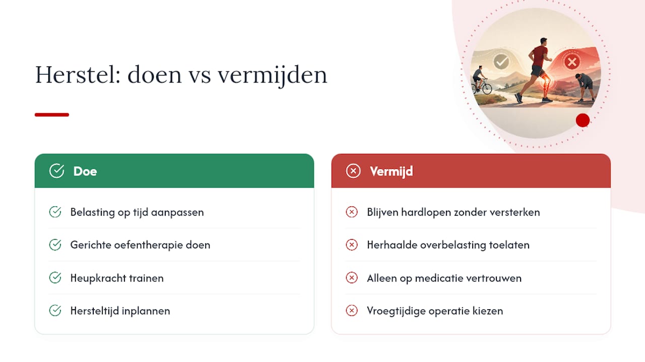 Hoe lang duurt herstel van een lopersknie? — overview diagram