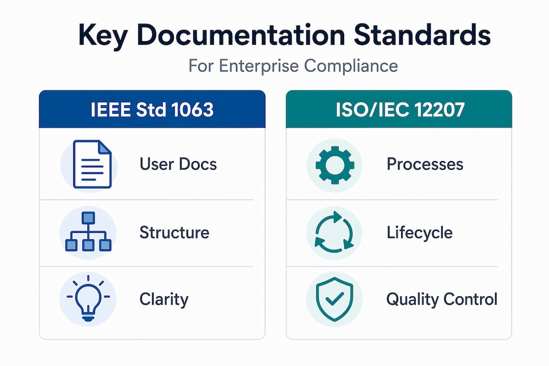 Infographic comparing software documentation standards