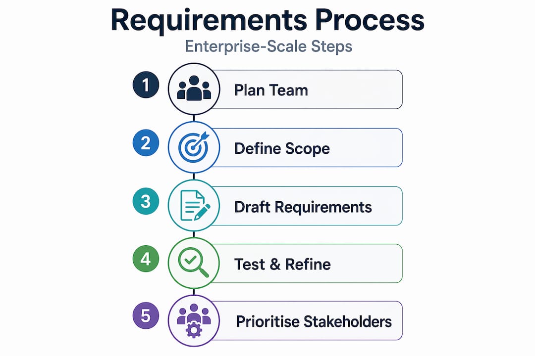Infographic enterprise software requirements steps