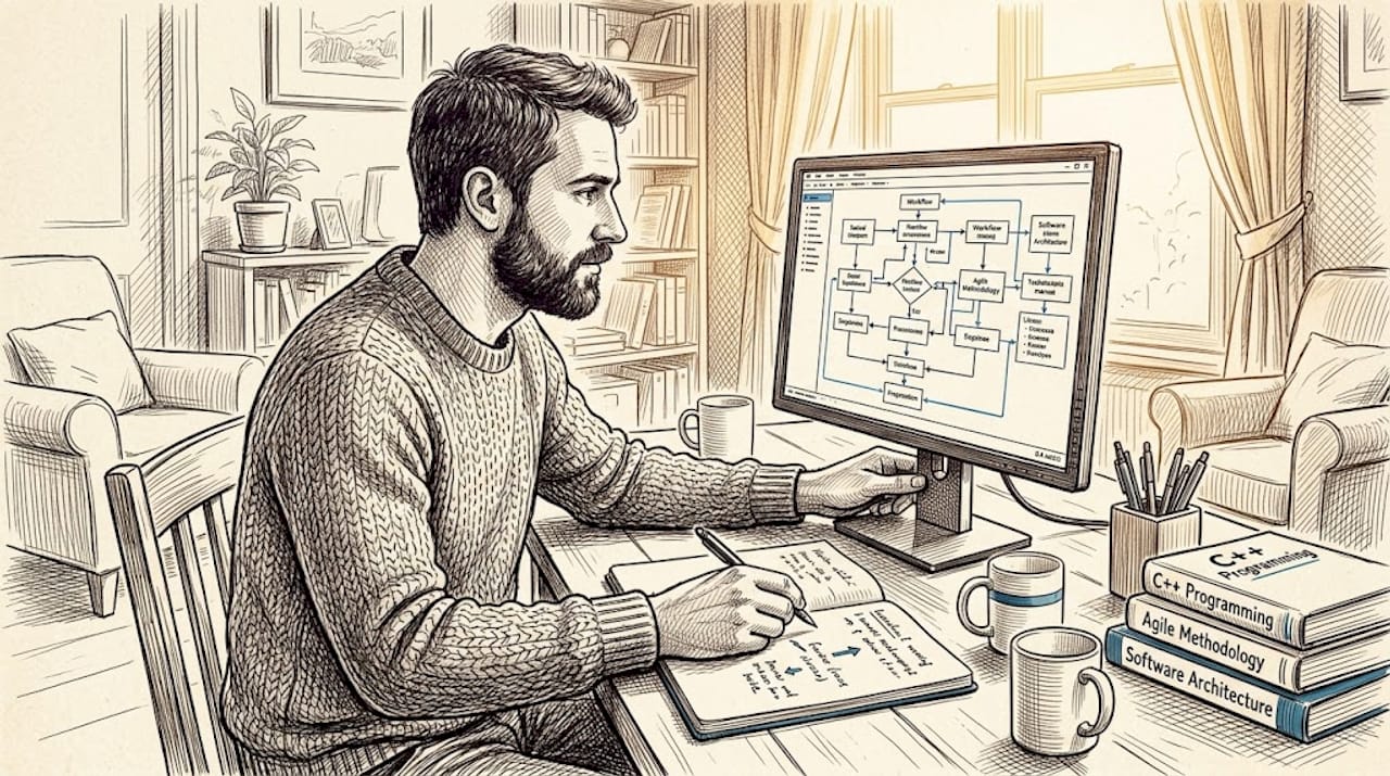 Engineer adjusting software settings at desk