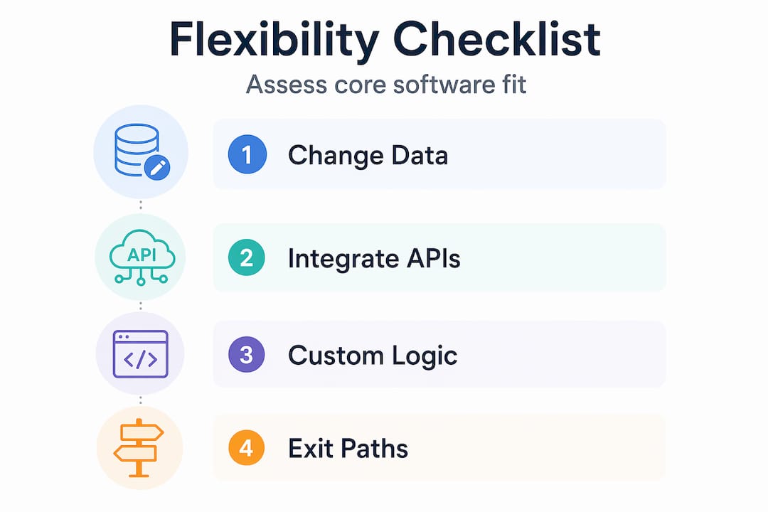 Vertical checklist of flexible software criteria