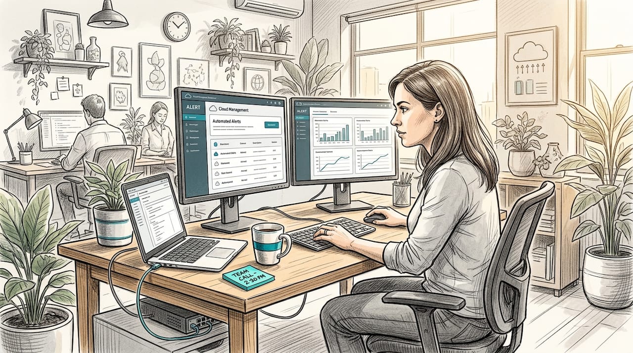 Administrator checking cloud software support dashboard