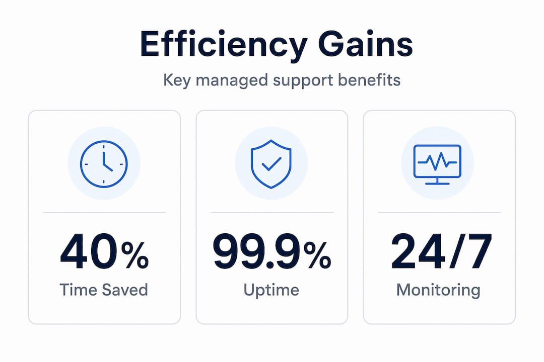 Infographic with key efficiency stats for managed support