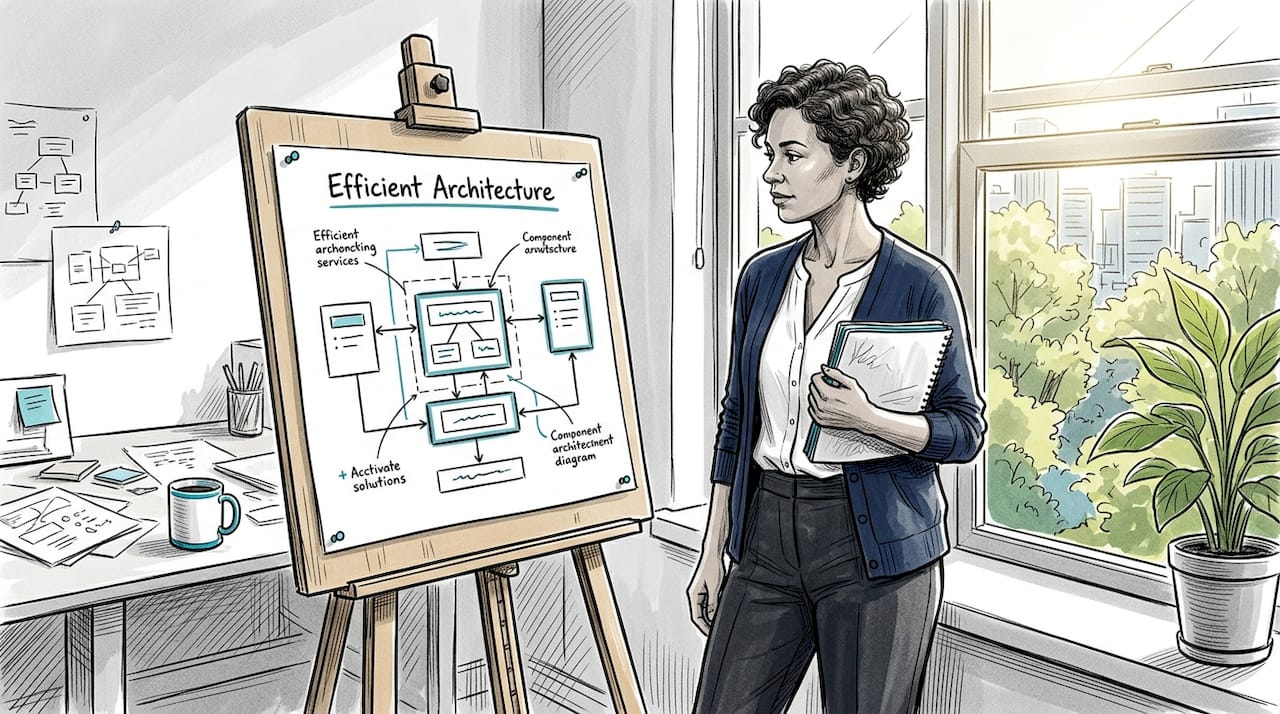 Architect reviewing efficient software architecture plans