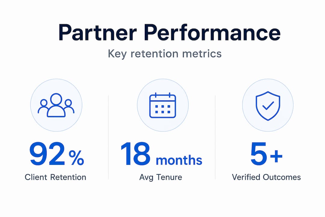 Partner retention and outcome stats infographic