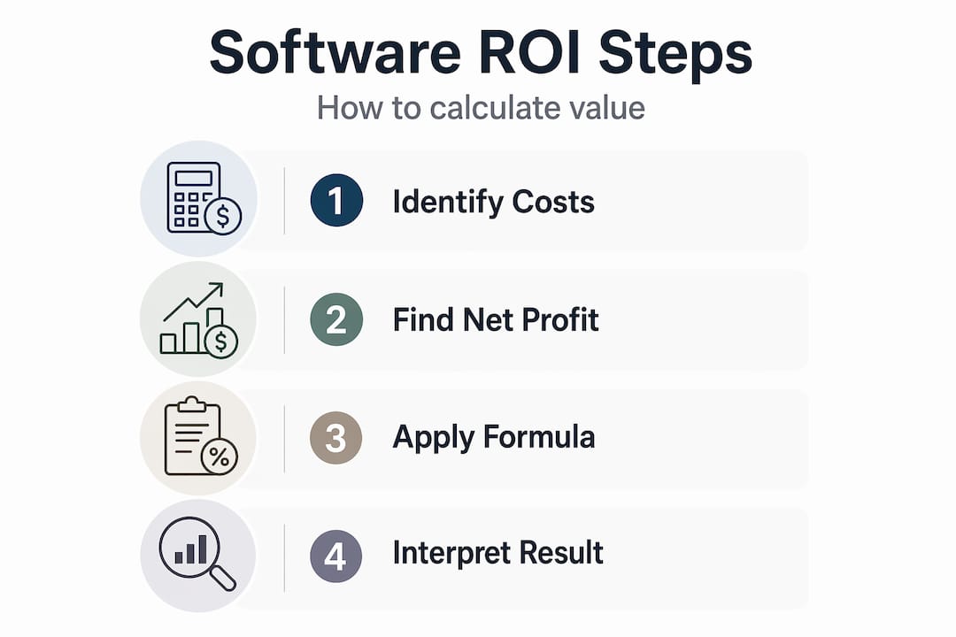 Infographic showing four software ROI steps
