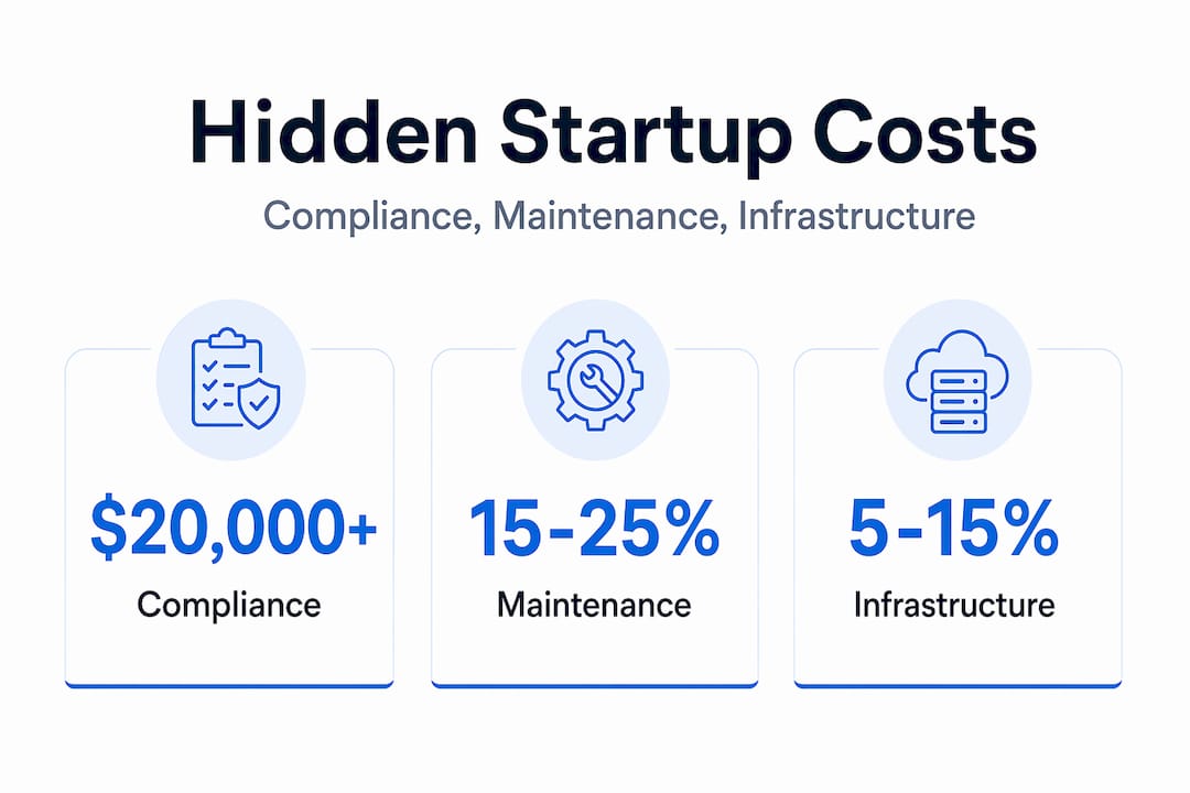 Infographic highlighting startup hidden software costs