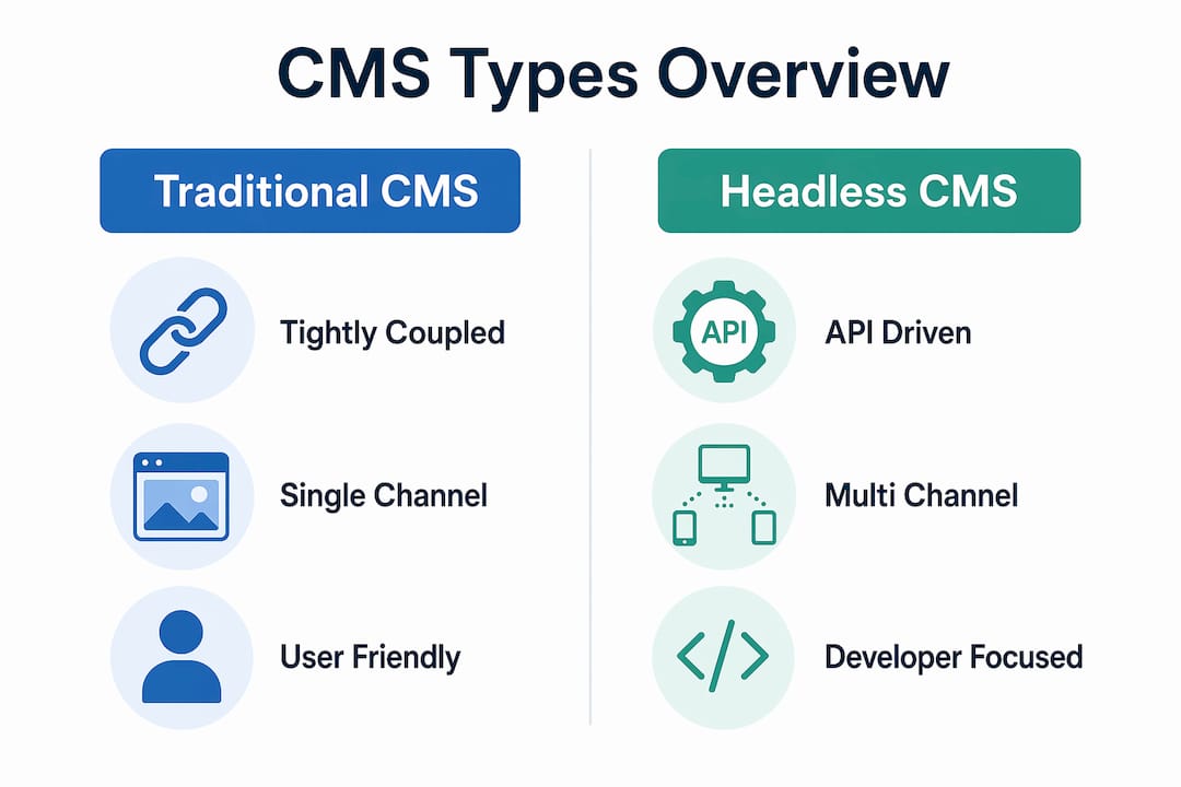 Infographic comparing traditional and headless CMS features