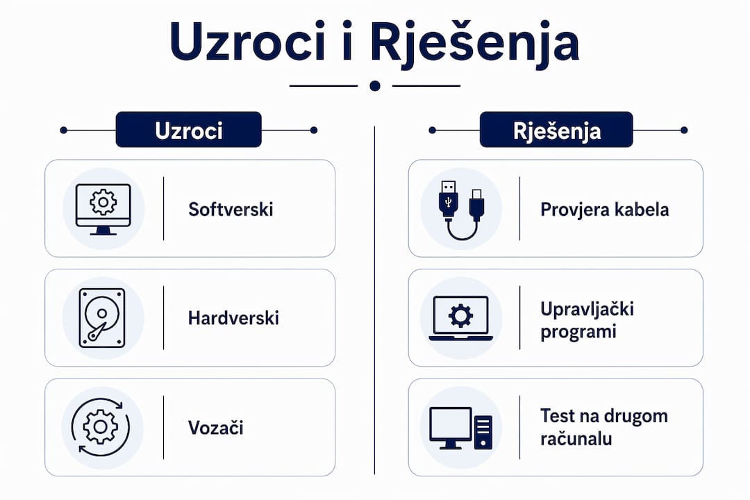 Infografika: usporedba najčešćih razloga zašto računalo ne prepoznaje disk i kako ih riješiti