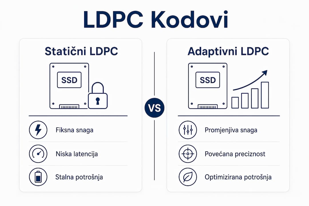 Infografika: usporedba statičkih i adaptivnih LDPC kodova