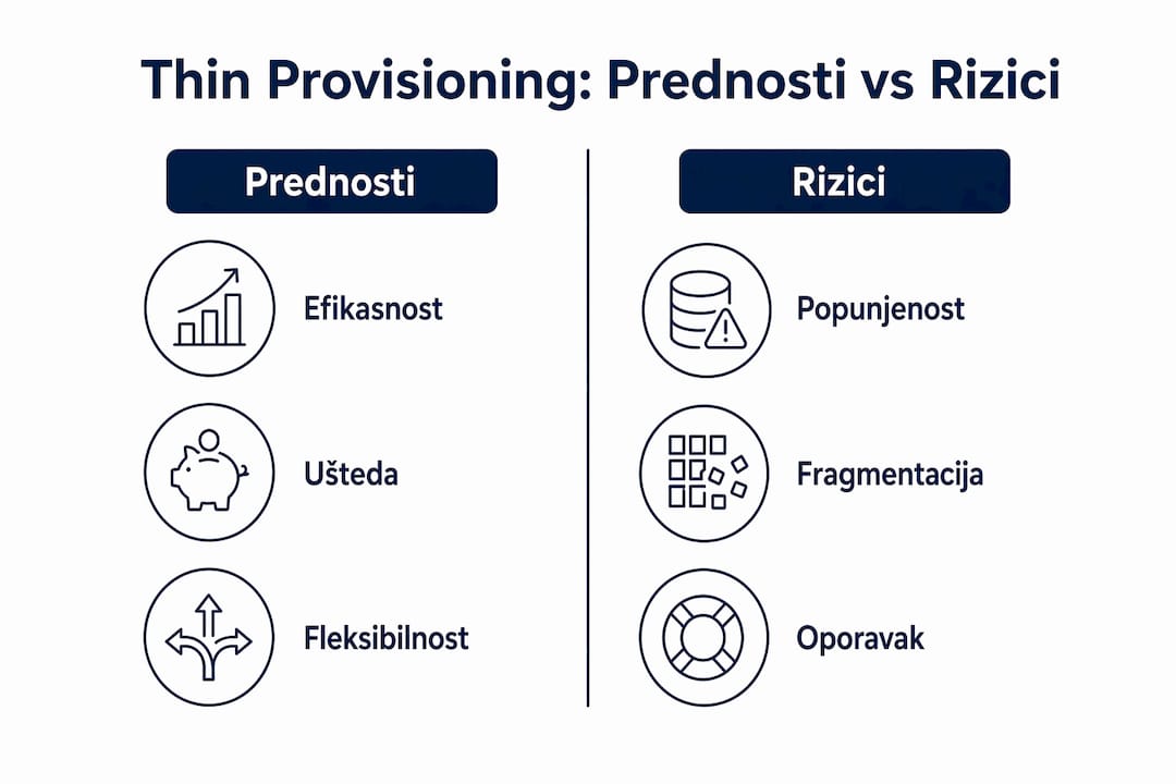Infografika: pregled prednosti i mogućih rizika thin provisioninga