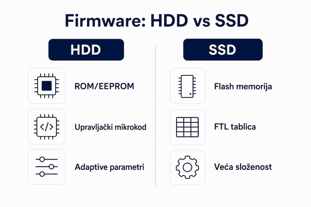 Infografika: ključne razlike između HDD i SSD firmwarea
