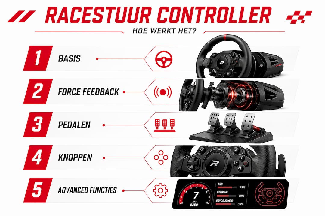 Overzicht: stappen en functies van een racestuur-controller