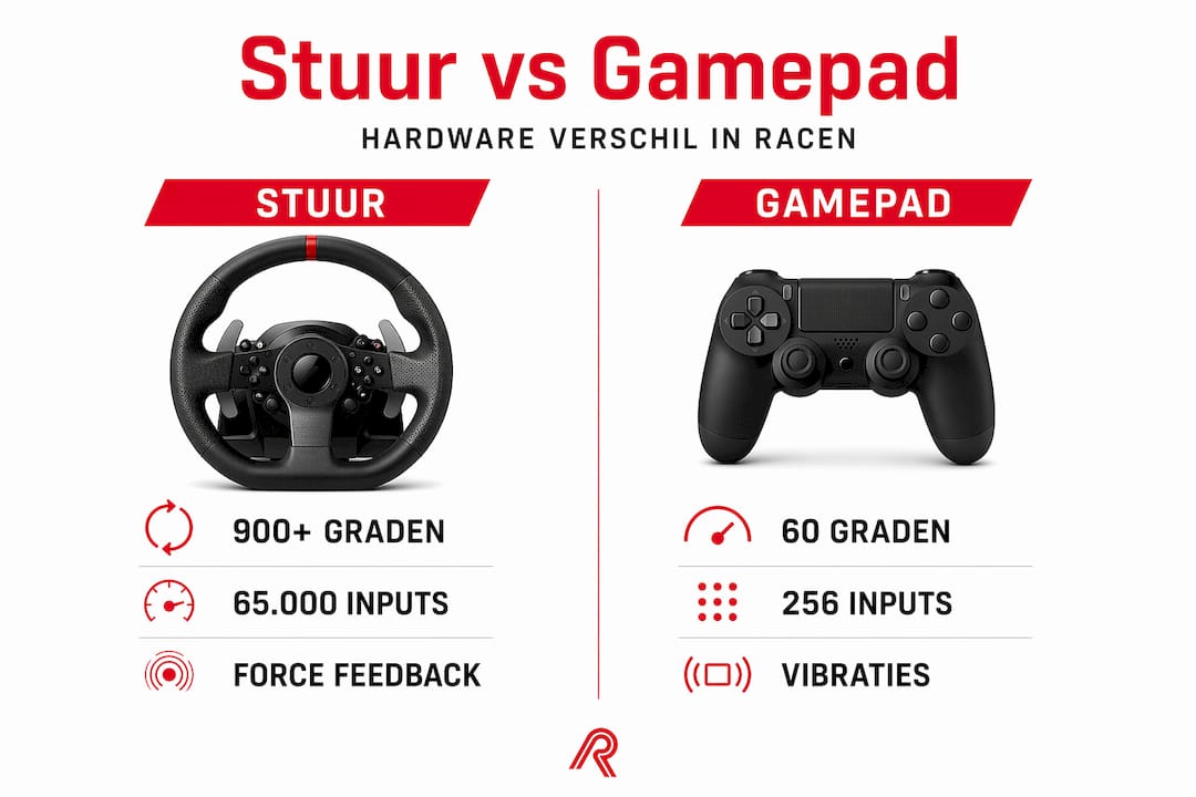 Infographic: specificaties racestuur versus gamecontroller