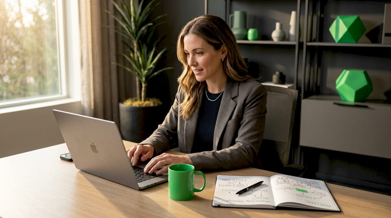 Manager in video call for furniture branding
