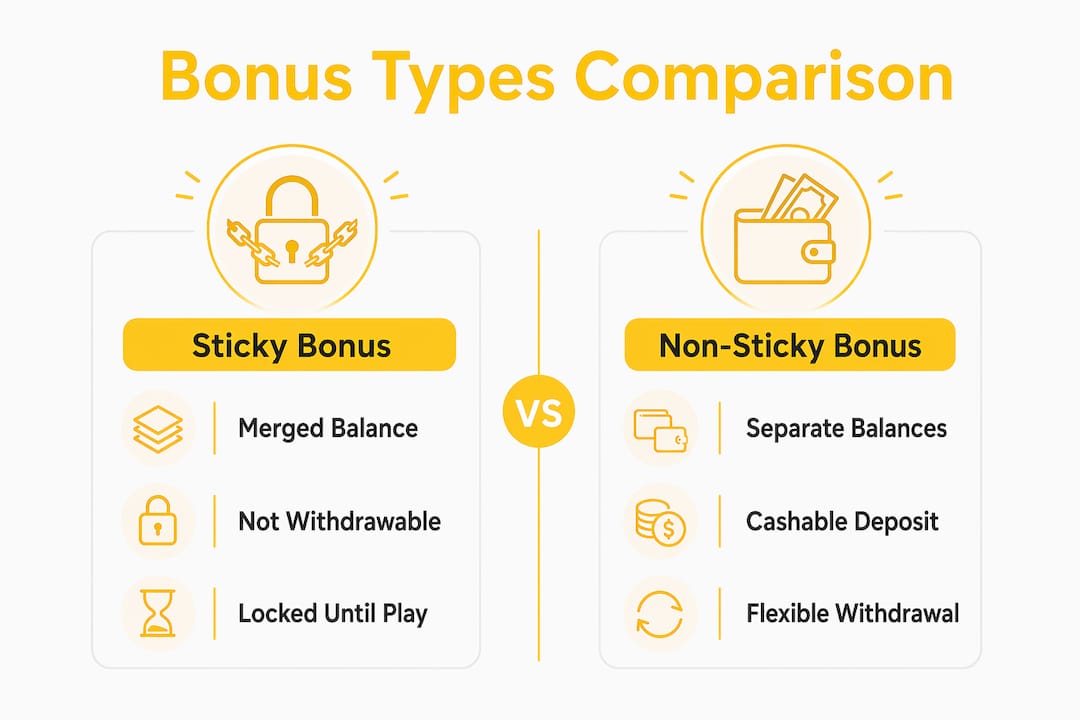 Sticky Bonus Betting Explained: What Canadian Bettors Need to Know Infographic comparing sticky and non-sticky bonuses