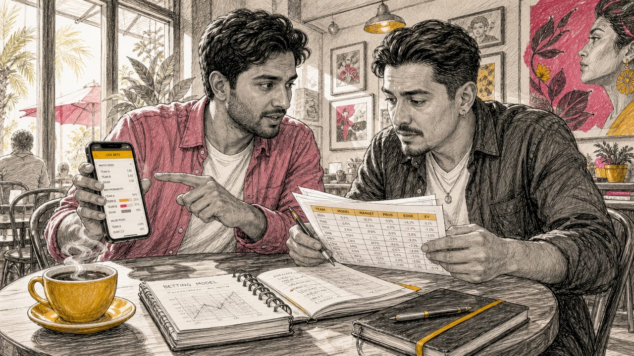 What Is a Betting Tipster? Your 2026 Guide Two men discussing betting analytics in shared workspace