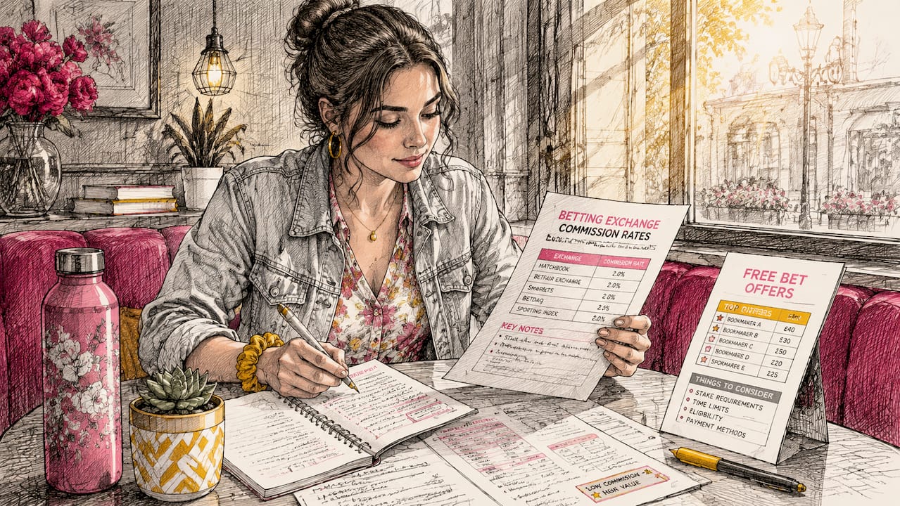 Matched Betting Part-Time Income Guide for Canadians Woman reviewing matched betting commission rates in office lounge