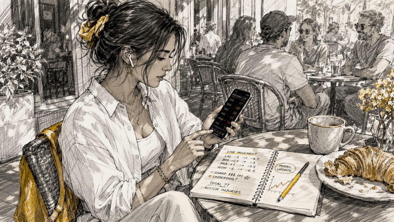 What Is Line Movement Betting? A Clear 2026 Guide Young woman checking line movement causes on phone in café