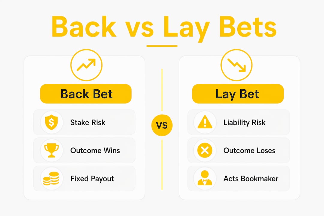 Back vs Lay Bet Difference: A Beginner's Guide Infographic comparing back and lay bets