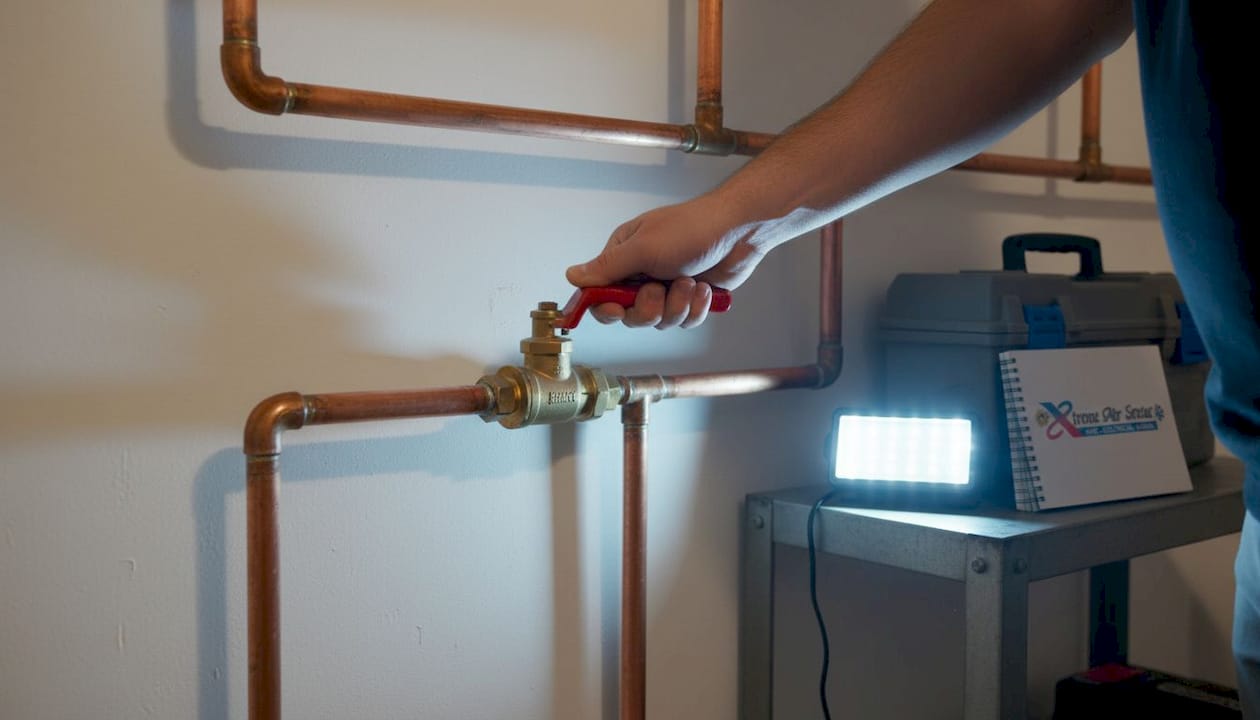 Hand turning main water shut-off valve