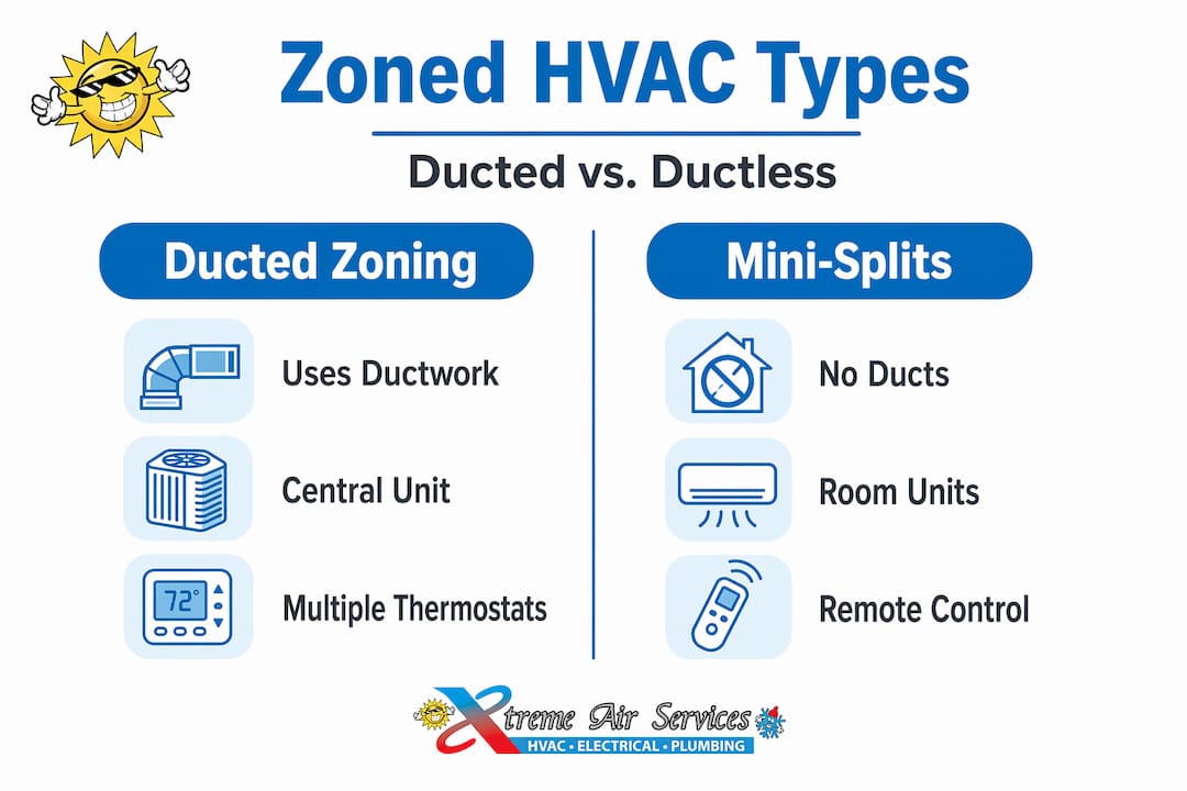 Infographic comparing ducted zoning and mini-splits