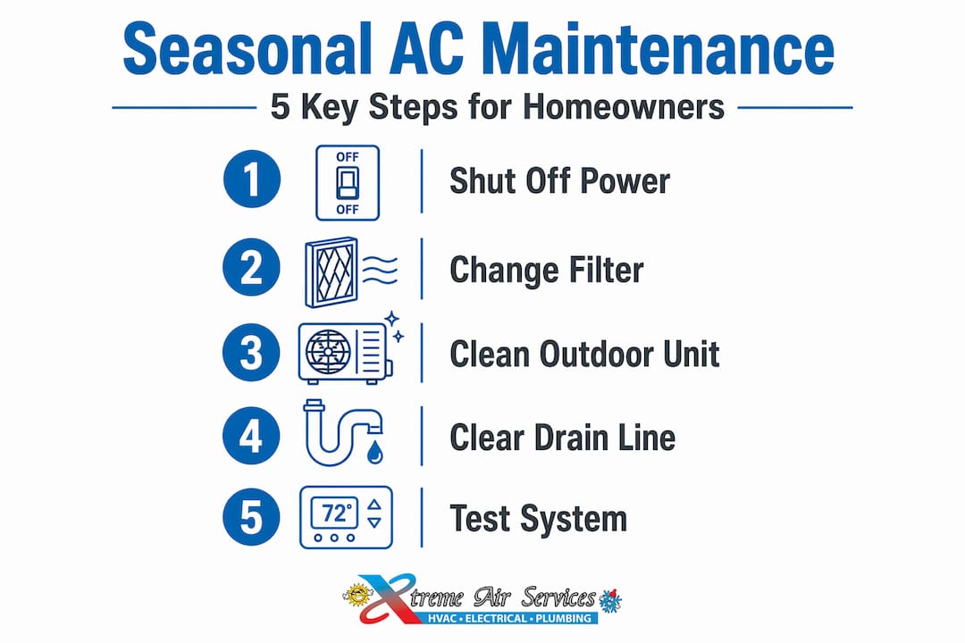 Infographic outlining AC maintenance steps