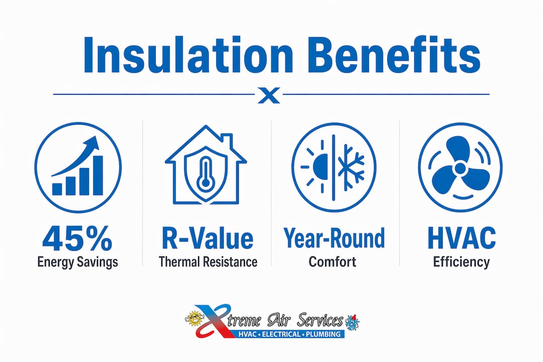 Infographic illustrating insulation key benefits and stats