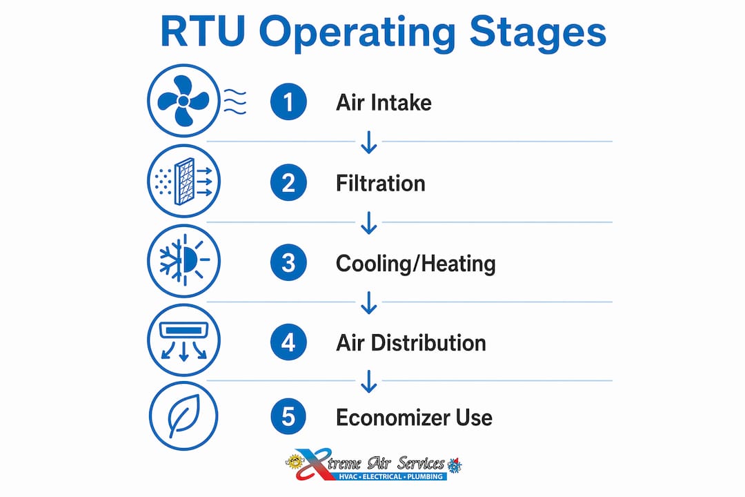 Infographic showing RTU operating cycle stages
