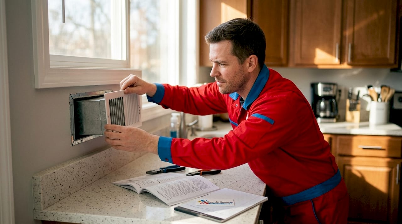 Hands adjusting supply register vent