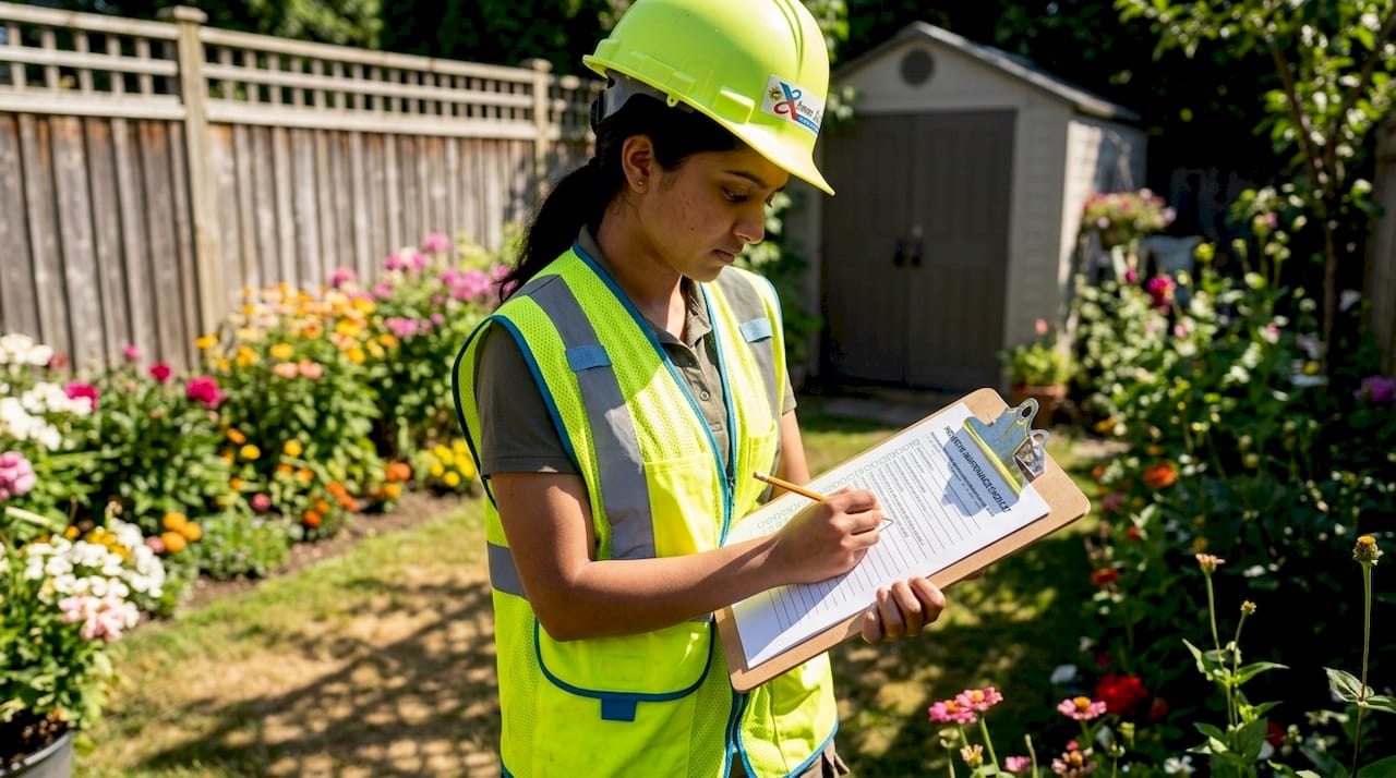 Technician marking defect checkbox on maintenance checklist