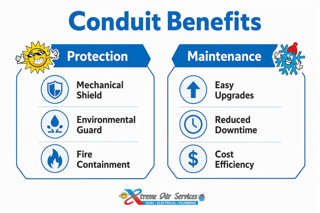 Infographic comparing electrical conduit benefits