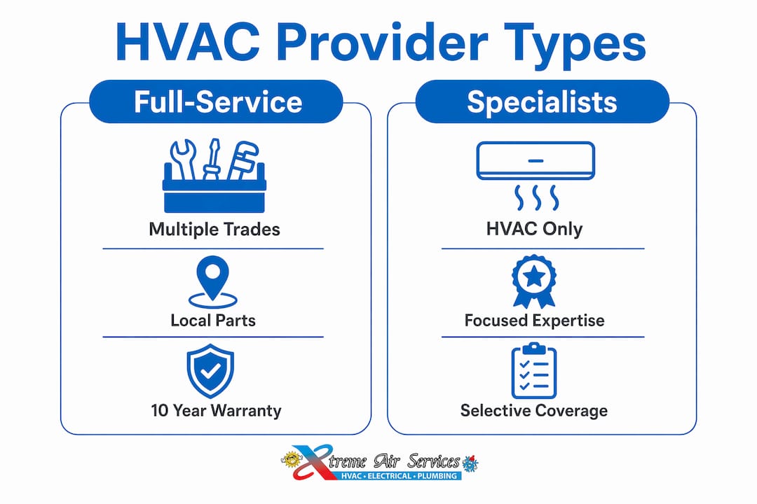 Infographic comparing two HVAC provider types