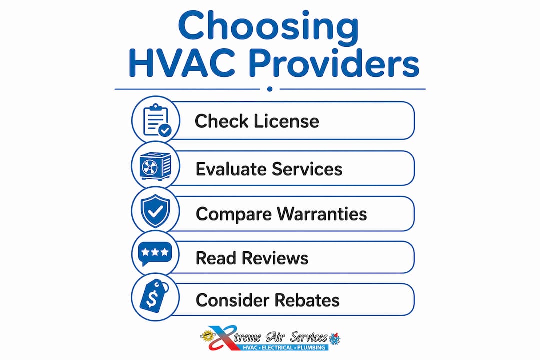 Infographic showing steps to choose HVAC providers in Phoenix