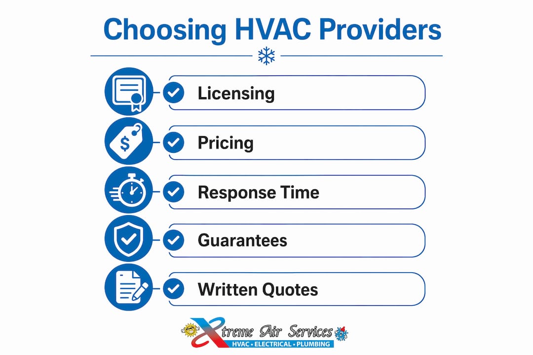 Infographic showing key steps to choose HVAC providers