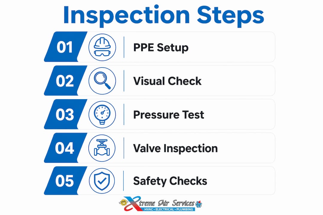 Infographic showing commercial plumbing inspection steps