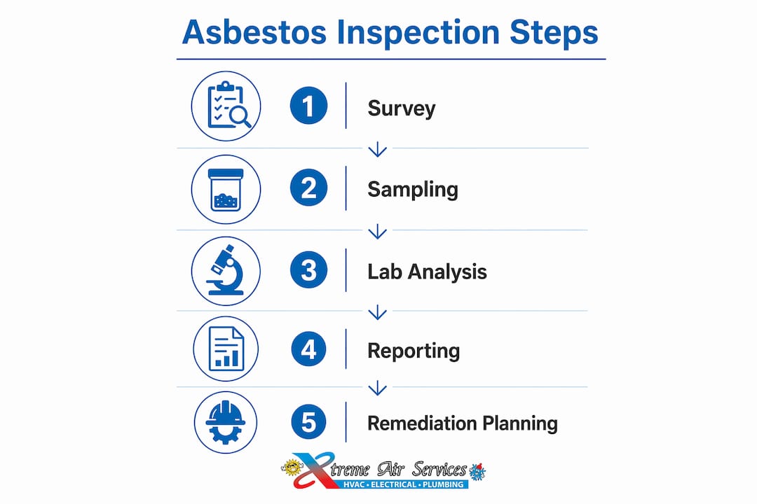 Infographic outlining asbestos inspection steps
