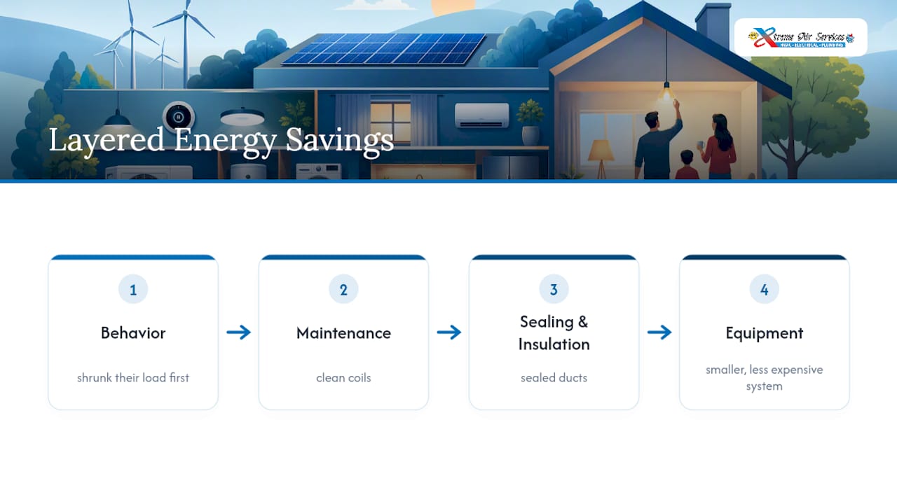 Diagram of layered energy savings approach