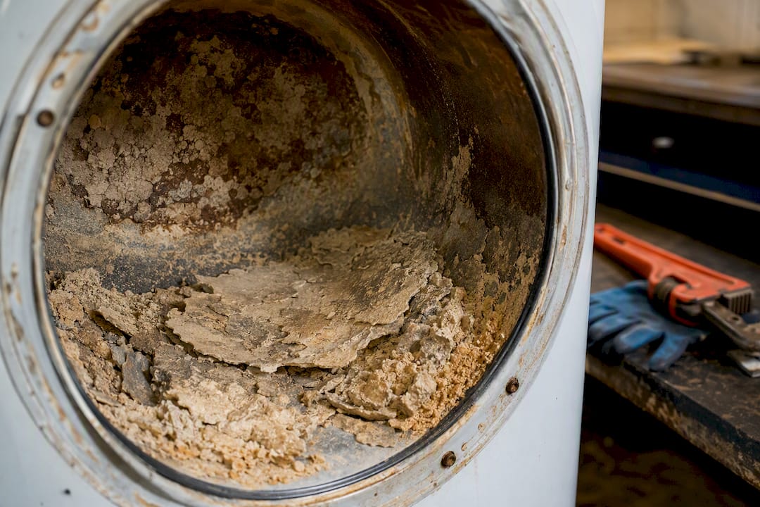 Sediment buildup inside water heater tank