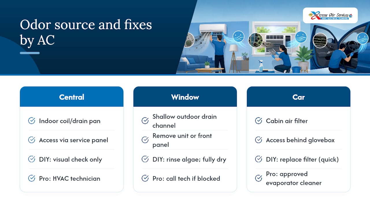 Central, window, and car AC comparison
