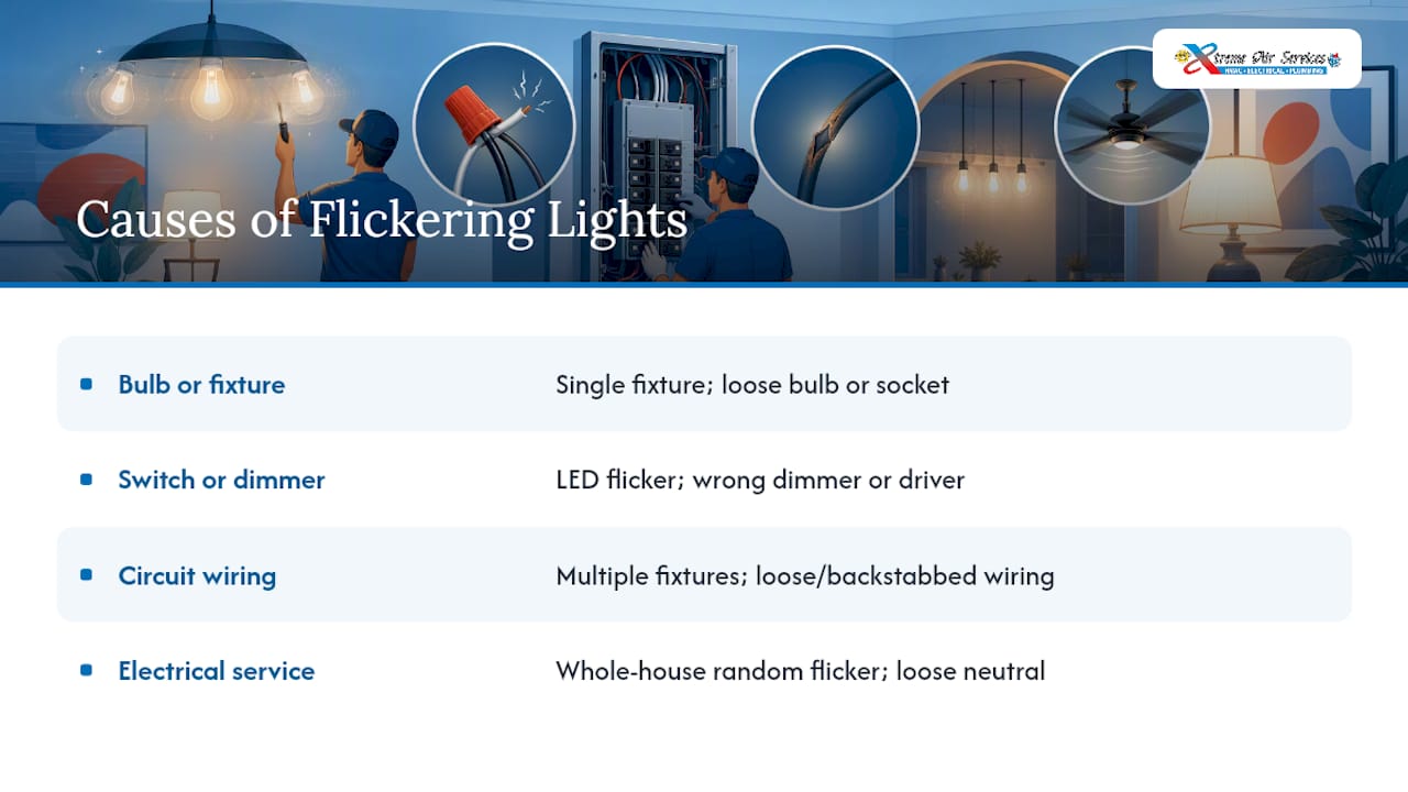 Four categories of flickering light causes