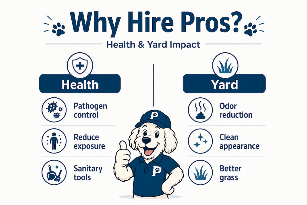 Infographic comparing health and yard benefits of pet waste removal