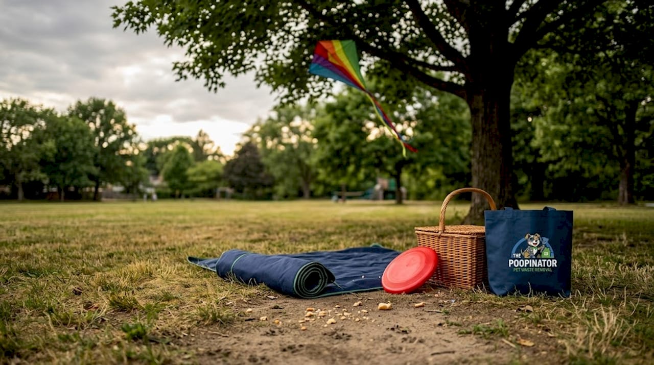 Damaged park lawn after public event